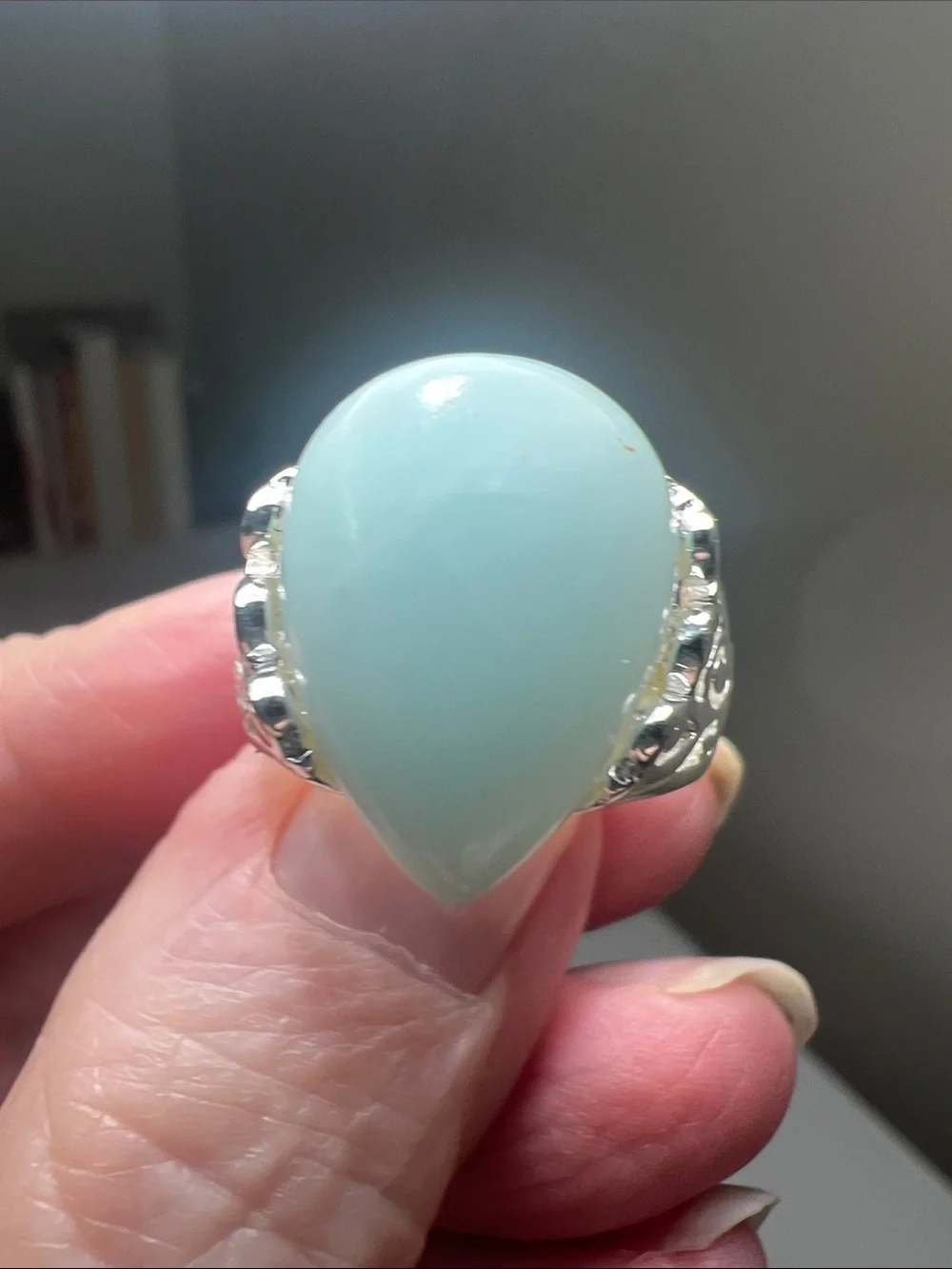 Teardrop Light Blue Gemstone 925 Sterling Silver - Heirloom Estate